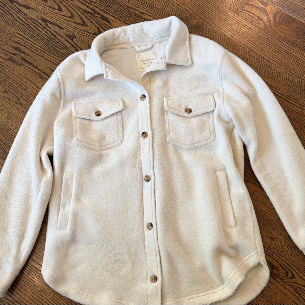 Altar'd State Cream Teddy Shacket with Chest Pockets